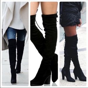Vegan suede high heel boots